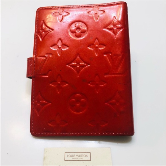 GENUINE LOUIS VUITTON Red Vernis Notebook Agenda Cover PM - Picture 4 of 12